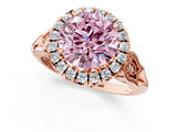 Rose gold Fancy Pink Round  Halo Diamond Engagement Ring with Filigree Band and Four-Prong Setting_94