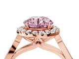 Rose gold Fancy Pink Round  Halo Diamond Engagement Ring with Filigree Band and Four-Prong Setting_97