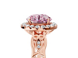 Rose gold Fancy Pink Round  Halo Diamond Engagement Ring with Filigree Band and Four-Prong Setting_98