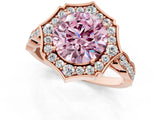 Rose gold Fancy Pink Round  Halo Diamond Engagement Ring with Milgrain Band and Four-Prong Setting_17