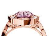 Rose gold Fancy Pink Round  Halo Diamond Engagement Ring with Milgrain Band and Four-Prong Setting_20