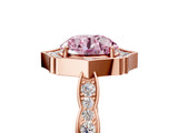 Rose gold Fancy Pink Round  Halo Diamond Engagement Ring with Milgrain Band and Four-Prong Setting_21