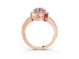 Rose gold Fancy Pink Round  Halo Diamond Engagement Ring with Pavé Band and Four-Prong Setting_78