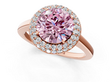 Rose gold Fancy Pink Round  Halo Diamond Engagement Ring with Solitaire Band and Four-Prong Setting_1