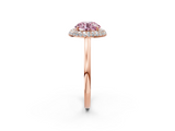 Rose gold Fancy Pink Round  Halo Diamond Engagement Ring with Solitaire Band and Four-Prong Setting_2