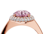 Rose gold Fancy Pink Round  Halo Diamond Engagement Ring with Solitaire Band and Four-Prong Setting_4