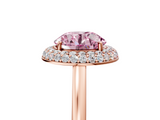 Rose gold Fancy Pink Round  Halo Diamond Engagement Ring with Solitaire Band and Four-Prong Setting_5