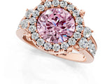 Rose gold Fancy Pink Round  Halo Diamond Engagement Ring with Split Shank and Four-Prong Setting_24