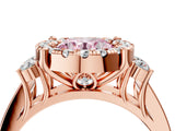 Rose gold Fancy Pink Round  Halo Diamond Engagement Ring with Split Shank and Four-Prong Setting_27