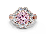 Rose gold Fancy Pink Round  Halo Diamond Engagement Ring with Split Shank and Prong Setting_50