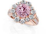 Rose gold Fancy Pink Round  Halo Diamond Engagement Ring with Split Shank and Prong Setting_51