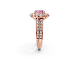 Rose gold Fancy Pink Round  Halo Diamond Engagement Ring with Split Shank and Prong Setting_52