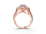 Rose gold Fancy Pink Round  Halo Diamond Engagement Ring with Split Shank and Prong Setting_53