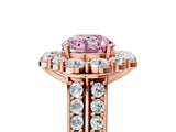 Rose gold Fancy Pink Round  Halo Diamond Engagement Ring with Split Shank and Prong Setting_55