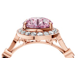 Rose gold Fancy Pink Round  Halo Diamond Engagement Ring with Twisted Band and Four-Prong Setting 5