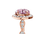 Rose gold Fancy Pink Round  Halo Diamond Engagement Ring with Twisted Band and Four-Prong Setting