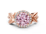 Rose gold Fancy Pink Round  Halo Diamond Floral Band with Four-Prong Setting_35