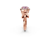 Rose gold Fancy Pink Round  Halo Diamond Floral Band with Four-Prong Setting_37