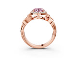 Rose gold Fancy Pink Round  Halo Diamond Floral Band with Four-Prong Setting_38