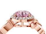 Rose gold Fancy Pink Round  Halo Diamond Floral Band with Four-Prong Setting_39