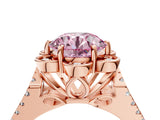 Rose gold Fancy Pink Round  Halo Diamond Floral Split Shank Engagement Ring 4