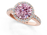 Rose gold Fancy Pink Round  Halo Diamond Pavé Band Ring with Prong Setting_1