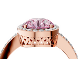 Rose gold Fancy Pink Round  Halo Diamond Pavé Band Ring with Prong Setting_4