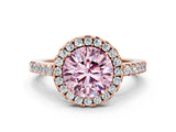 Rose gold Fancy Pink Round  Halo Diamond Pavé Solitaire Ring_51