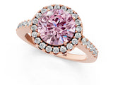 Rose gold Fancy Pink Round  Halo Diamond Pavé Solitaire Ring_52
