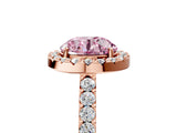 Rose gold Fancy Pink Round  Halo Diamond Pavé Solitaire Ring_56