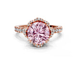 Rose gold Fancy Pink Round  Halo Diamond Pave Band Ring with Four-Prong Setting_15