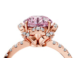 Rose gold Fancy Pink Round  Halo Diamond Pave Band Ring with Four-Prong Setting_19