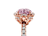 Rose gold Fancy Pink Round  Halo Diamond Pave Band Ring with Four-Prong Setting_20