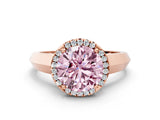 Rose gold Fancy Pink Round  Halo Diamond Ring with Cathedral Band and Four-Prong Setting_30