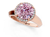Rose gold Fancy Pink Round  Halo Diamond Ring with Cathedral Band and Four-Prong Setting_31