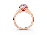 Rose gold Fancy Pink Round  Halo Diamond Ring with Cathedral Band and Four-Prong Setting_33