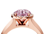 Rose gold Fancy Pink Round  Halo Diamond Ring with Cathedral Band and Four-Prong Setting_34
