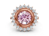Rose gold Fancy Pink Round  Halo Diamond Ring with Milgrain Edge and Round Prong Setting_22