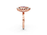 Rose gold Fancy Pink Round  Halo Diamond Ring with Milgrain Edge and Round Prong Setting_24