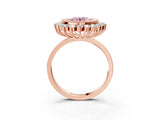 Rose gold Fancy Pink Round  Halo Diamond Ring with Milgrain Edge and Round Prong Setting_25