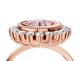 Rose gold Fancy Pink Round  Halo Diamond Ring with Milgrain Edge and Round Prong Setting_26