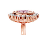 Rose gold Fancy Pink Round  Halo Diamond Ring with Milgrain Edge and Round Prong Setting_27