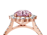 Rose gold Fancy Pink Round  Halo Diamond Ring with Pavé Band and Prong Setting_20