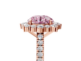 Rose gold Fancy Pink Round  Halo Diamond Ring with Pavé Band and Prong Setting_21
