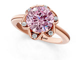 Rose gold Fancy Pink Round  Halo Diamond Ring with Round Cluster Setting, Solitaire Band, and Four-Prong Setting_30