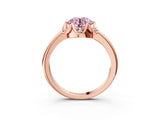 Rose gold Fancy Pink Round  Halo Diamond Ring with Round Cluster Setting, Solitaire Band, and Four-Prong Setting_32
