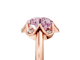 Rose gold Fancy Pink Round  Halo Diamond Ring with Round Cluster Setting, Solitaire Band, and Four-Prong Setting_34