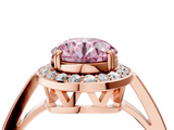 Rose gold Fancy Pink Round  Halo Diamond Ring with Split Shank and Four-Prong Setting_4