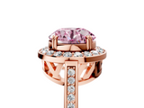 Rose gold Fancy Pink Round  Halo Diamond Ring with Split Shank and Four-Prong Setting_5