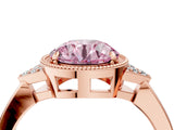 Rose gold Fancy Pink Round  Halo Diamond Ring with Tapered Band and Four-Prong Setting_7
